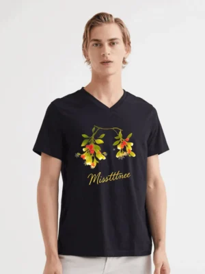 A Cartoon Grinch Face In Glowing Neon Lines Frelxpew T-Shirt