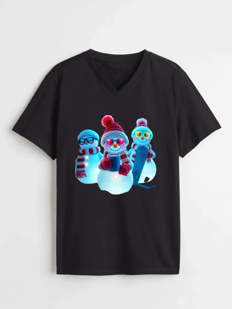 A Glowing Lipstick Kiss Red Heels And Santa Hat In A Glam-cartoon Style Frelxpew T-Shirt - Image 2