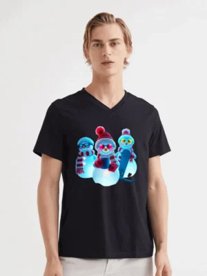 A Glowing Lipstick Kiss Red Heels And Santa Hat In A Glam-cartoon Style Frelxpew T-Shirt