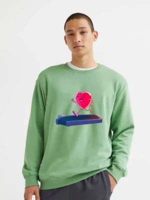 Funny Cartoon Heart Running On A Treadmill Sweatshirt