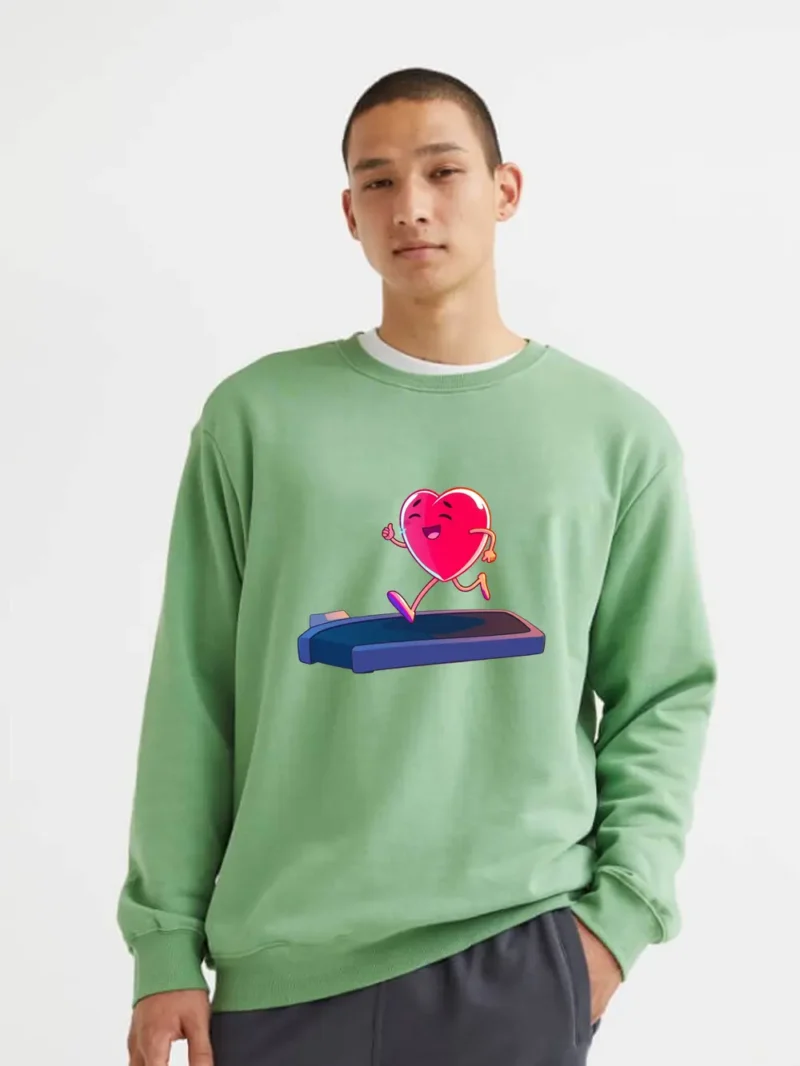 Funny Cartoon Heart Running On A Treadmill Sweatshirt
