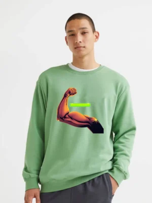 Glowing Loading Bar Under A Flexing Arm Sweatshirt