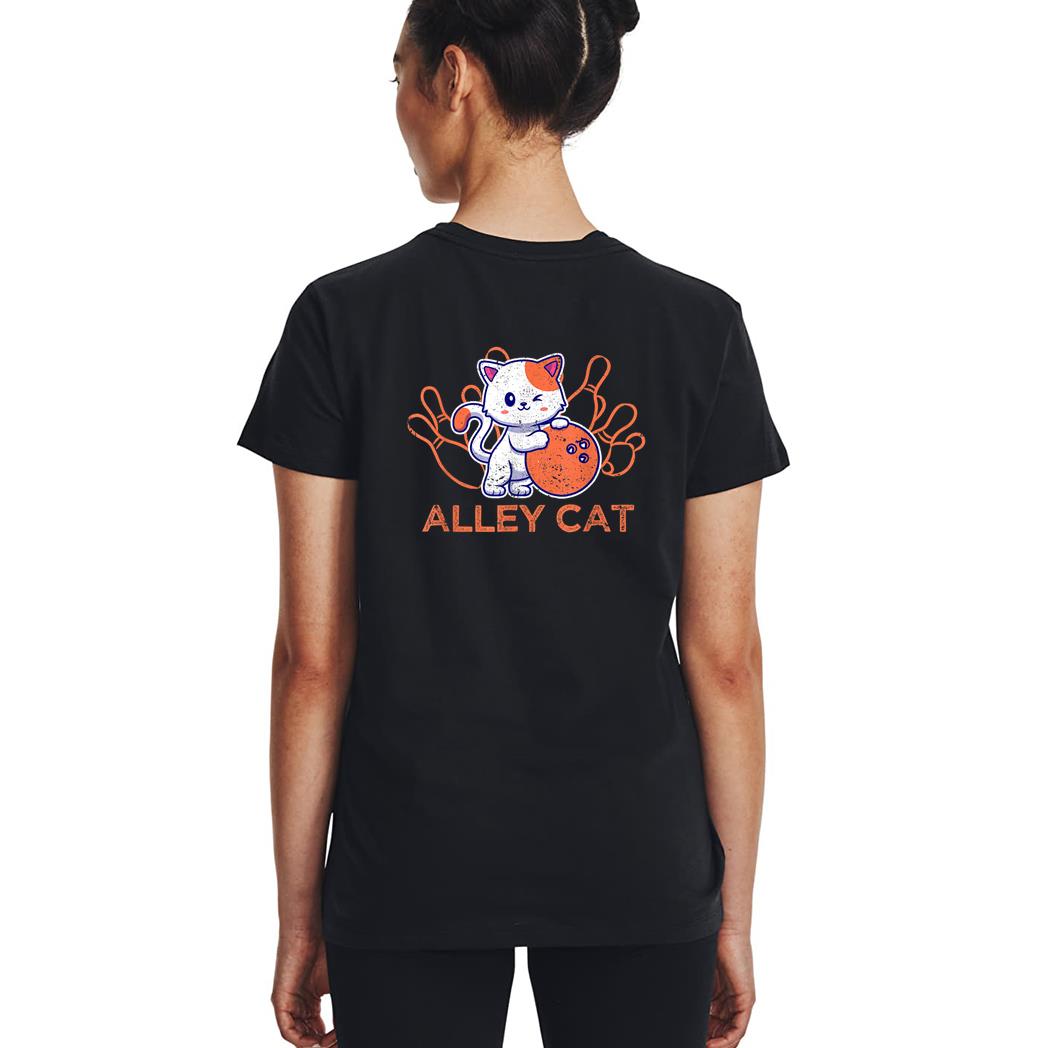Alley Cat Bowling Team Humor Funny Bowler Cats Vintage Woman T-Shirt