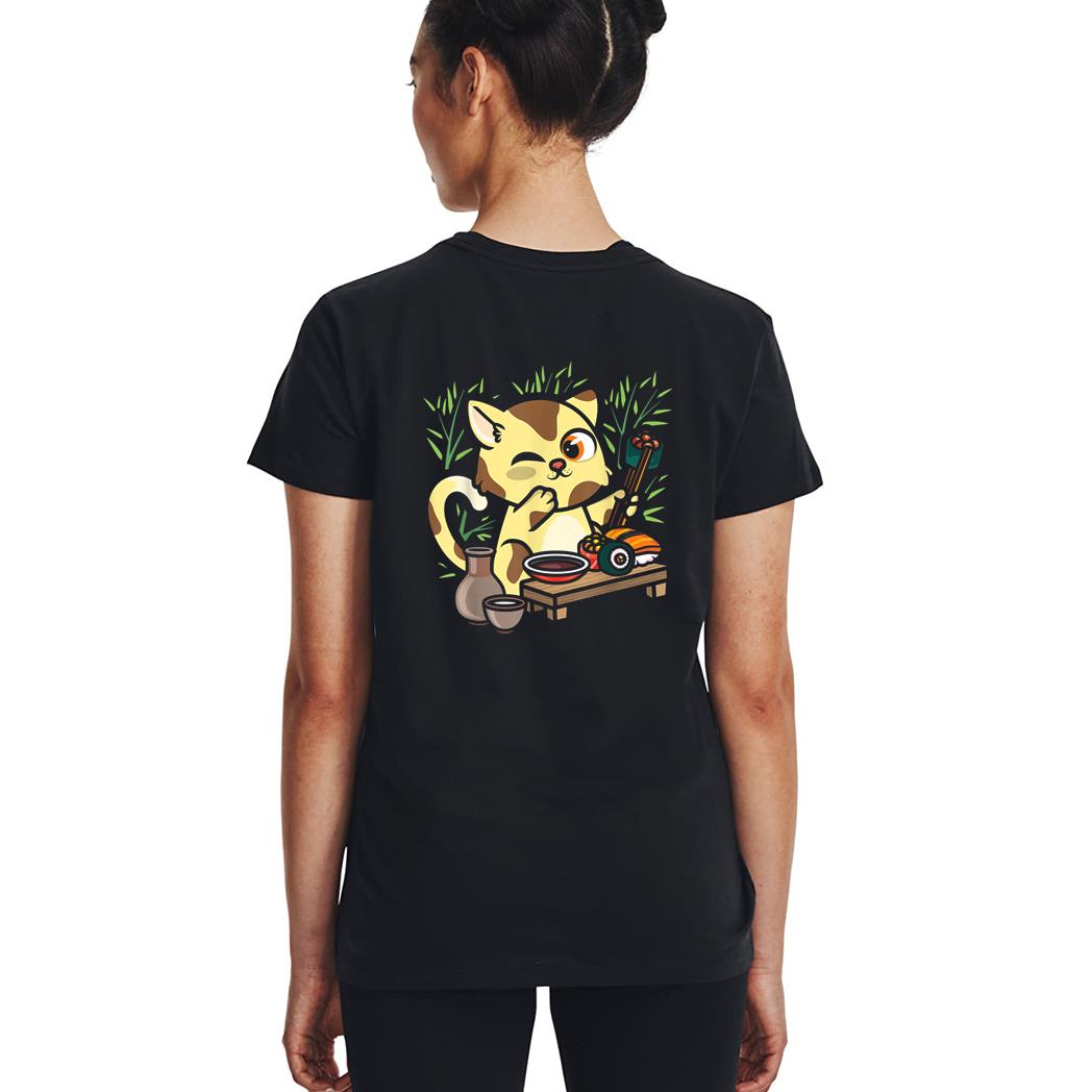 Animal Sushi Cat Lover Japanese Kawaii Cat Eating Food Art Woman T-Shirt