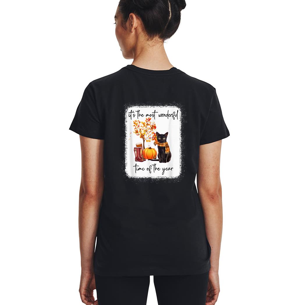 Black Cat Fall Itu2018s The Most Wonderful Time Of The Year Woman T-Shirt