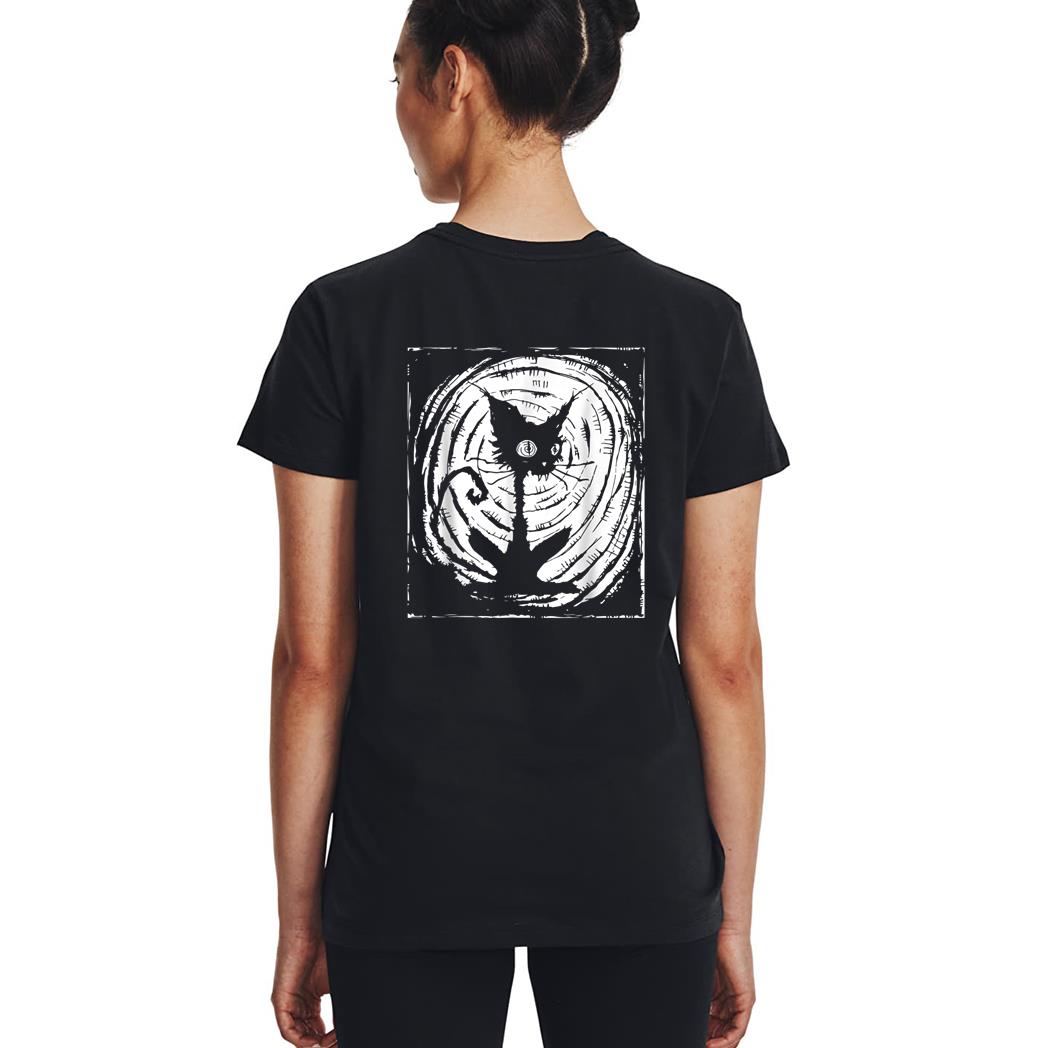 Black Cat Lazy Halloween Costume Scary Creepy Woman T-Shirt