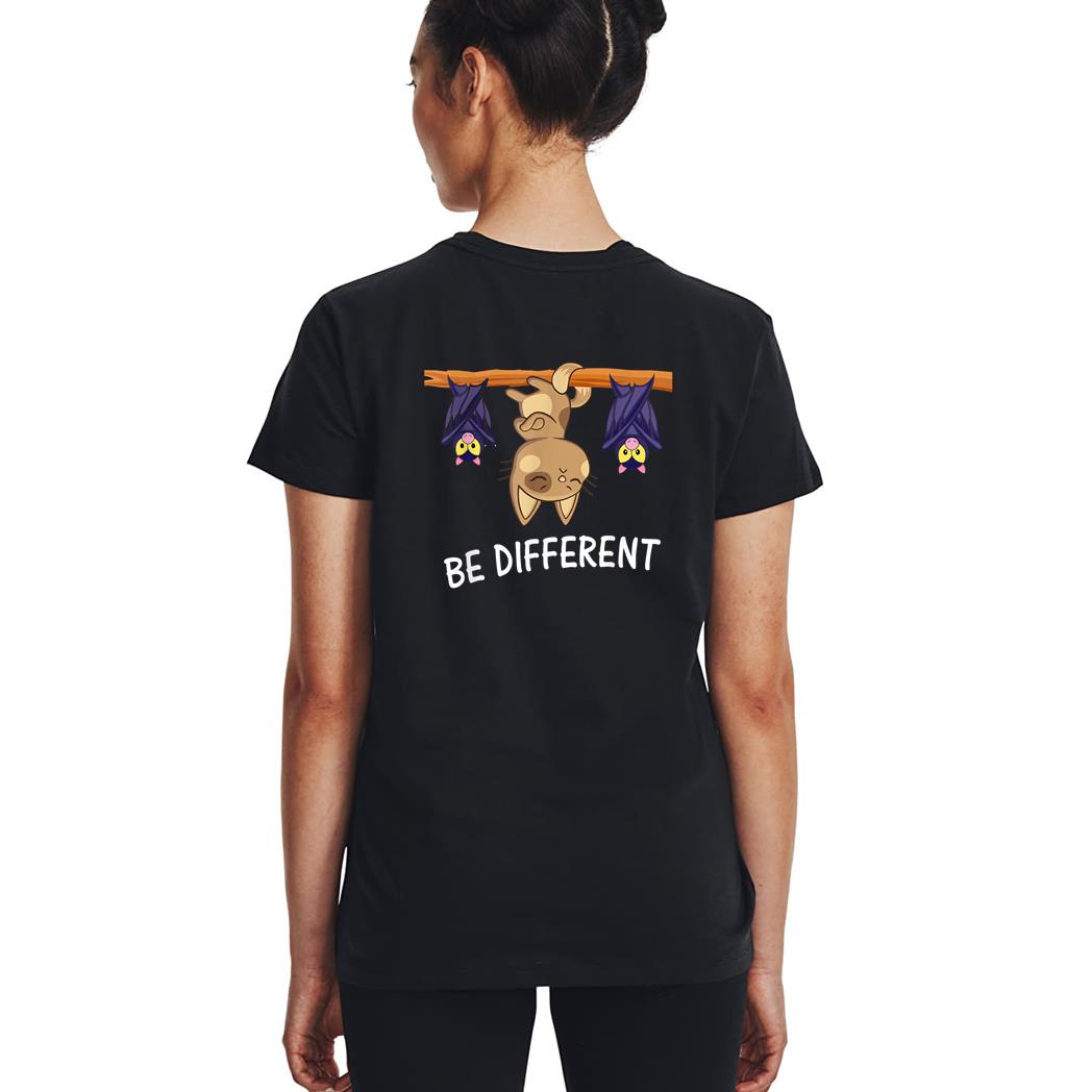 Cat with Bats Be different Funny Cat Lover Woman T-Shirt