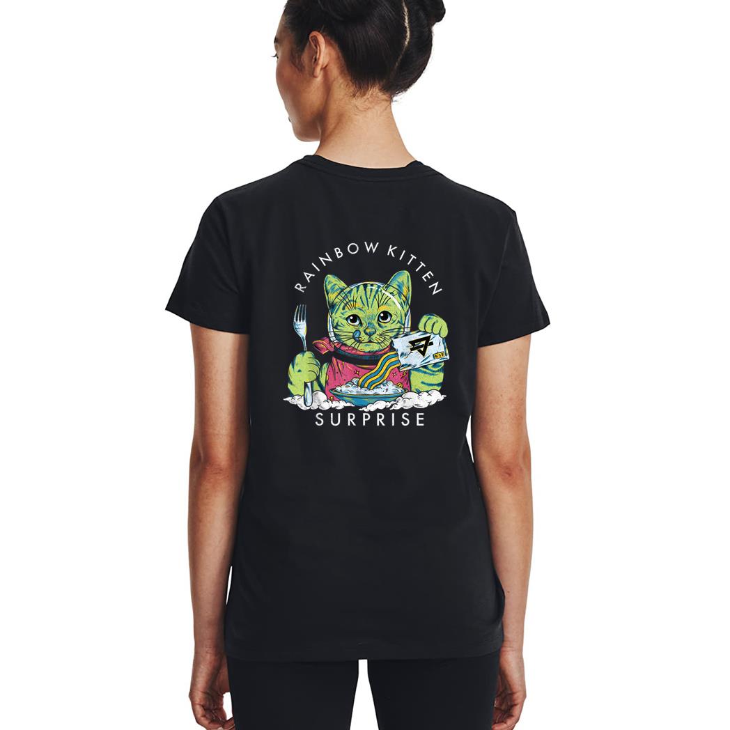 Cats Rainbow Kitten Surprise Cute Eat Retro Animals Vintage Woman T-Shirt