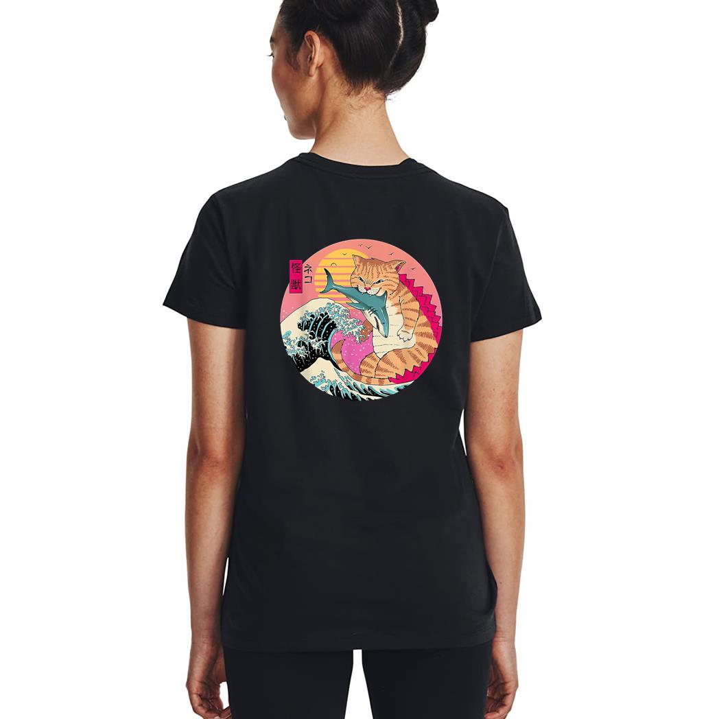 Catzilla Vintage Cute Cat Art Japanese Cat Lover For Girls Woman T-Shirt