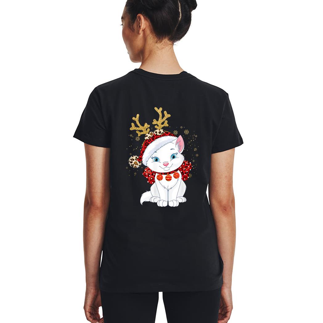 Christmas Cat Reindeer light Antlers Woman T-Shirt