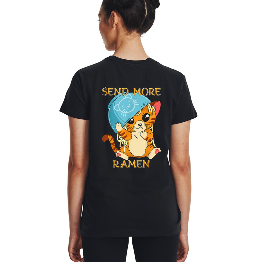 Cute Anime Kawaii Kitten Ramen Bowl Cat Woman T-Shirt