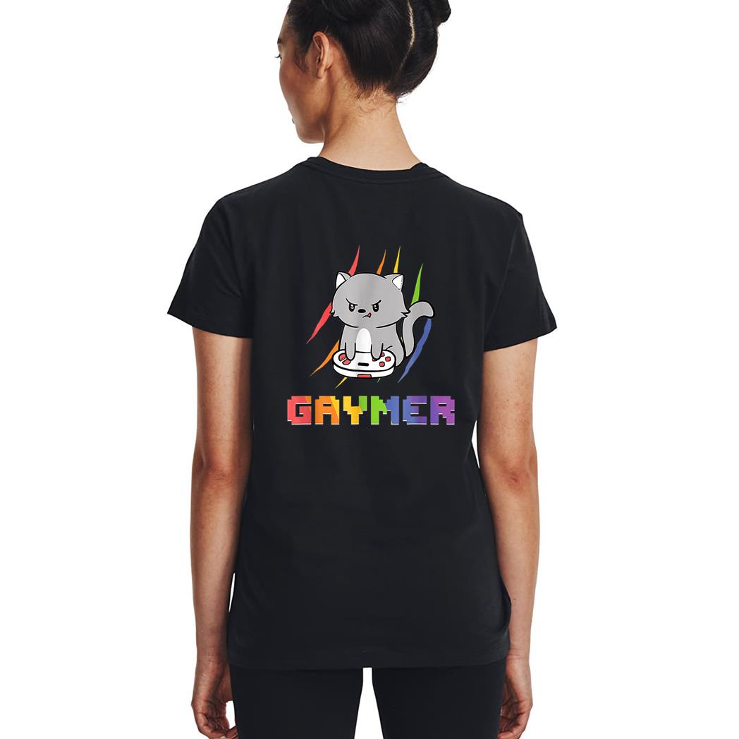 Cute Gaming Cat Gay Gamer Woman T-Shirt