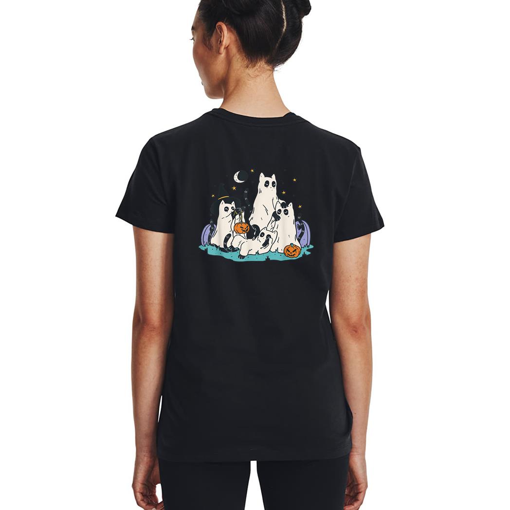 Cute Ghost Cats Cat Ghosts Funny Halloween Outfit Costumes Woman T-Shirt