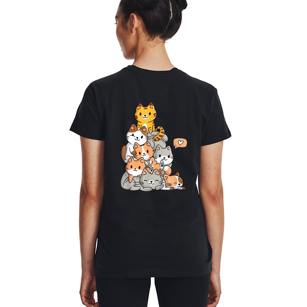 Cute Kawaii Cat Kitty Meowtain Cats Pile Chibi Women Girls Woman T-Shirt