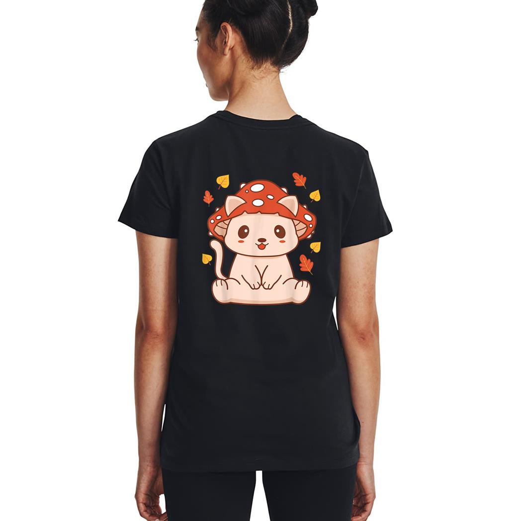 Cute Kawaii Toadstool Cat - Aesthetic Mushroom Kitten Woman T-Shirt
