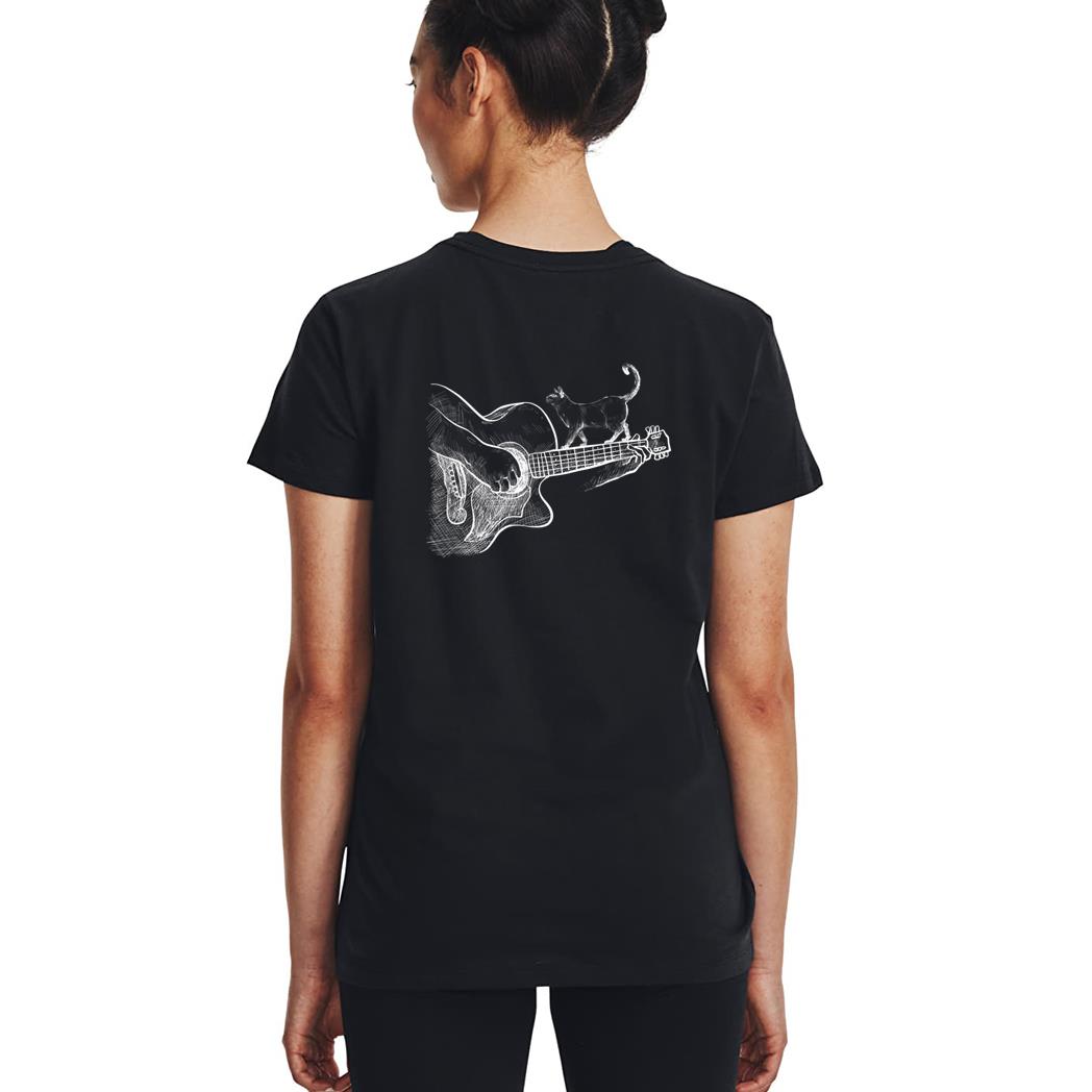 Cute Siamese Cat Guitar Player Woman T-Shirt