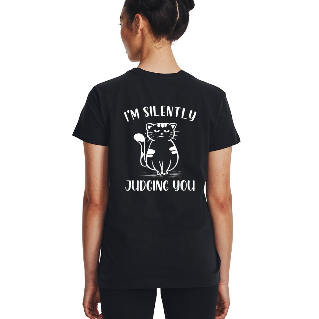 Funny Black Cat I'm Silently Judging You Retro Woman T-Shirt