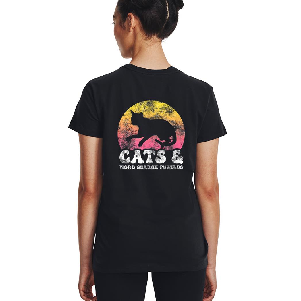Funny Cats Word Search Puzzles Vintage Retro Hobby Woman T-Shirt