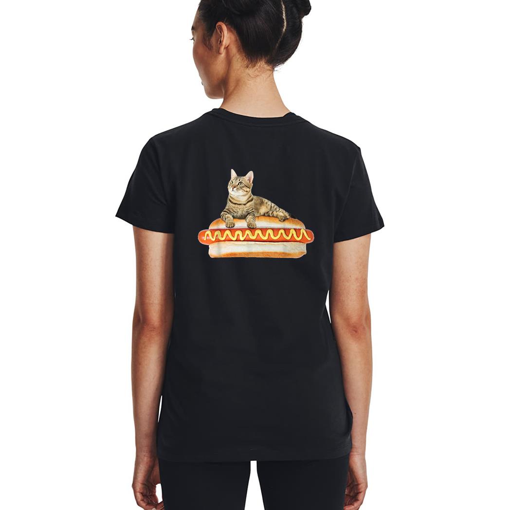 Funny Hot Dog Cat  by Zany Brainy, Cute Kitty Food Woman T-Shirt