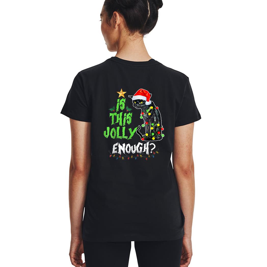 Halloween Is This Jolly Enough Noel Cat Merry Christmas Woman T-Shirt