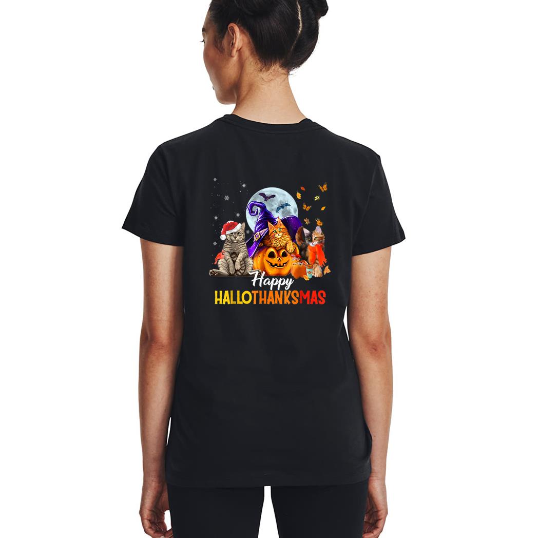 Happy-Thanksgiving Cat Happy-Hallothanksmas Cute-Cats Woman T-Shirt