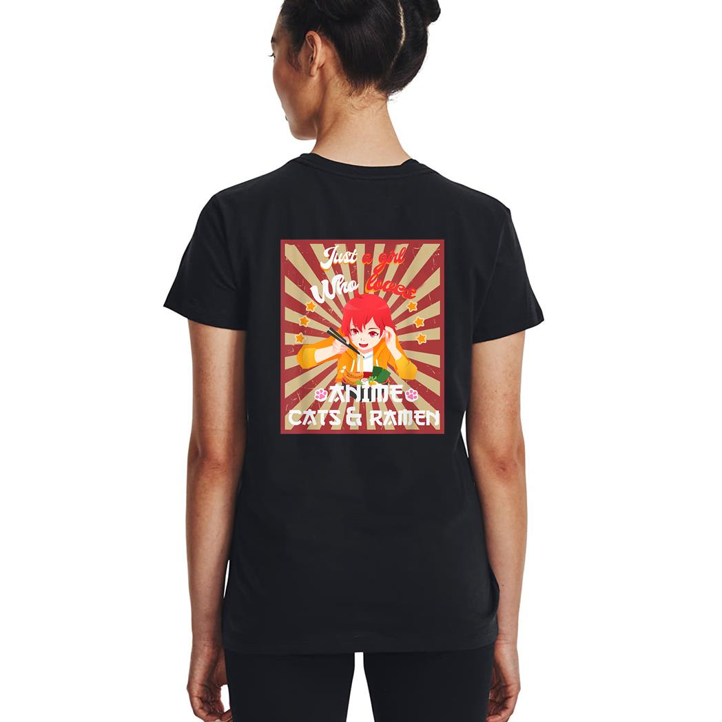 Just A Girl Who Loves Anime & Cats Kawaii Japanese Teen Girl Woman T-Shirt