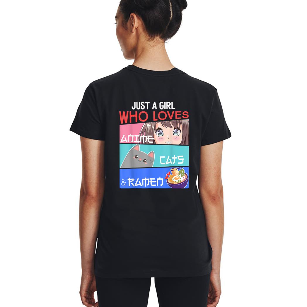 Just A Girl Who Loves Anime Cats, Ramen Lover Kawaii Otaku Woman T-Shirt