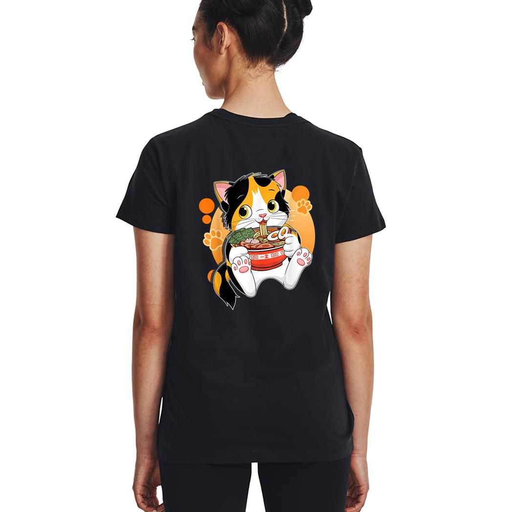Kawaii Anime Cat  Japanese Ramen Noodles Gift Woman T-Shirt