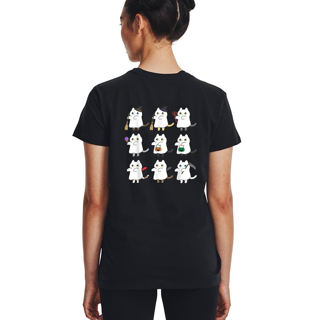 Kawaii Cat Ghosts Black Cat Halloween Cute Costume Spooky Woman T-Shirt
