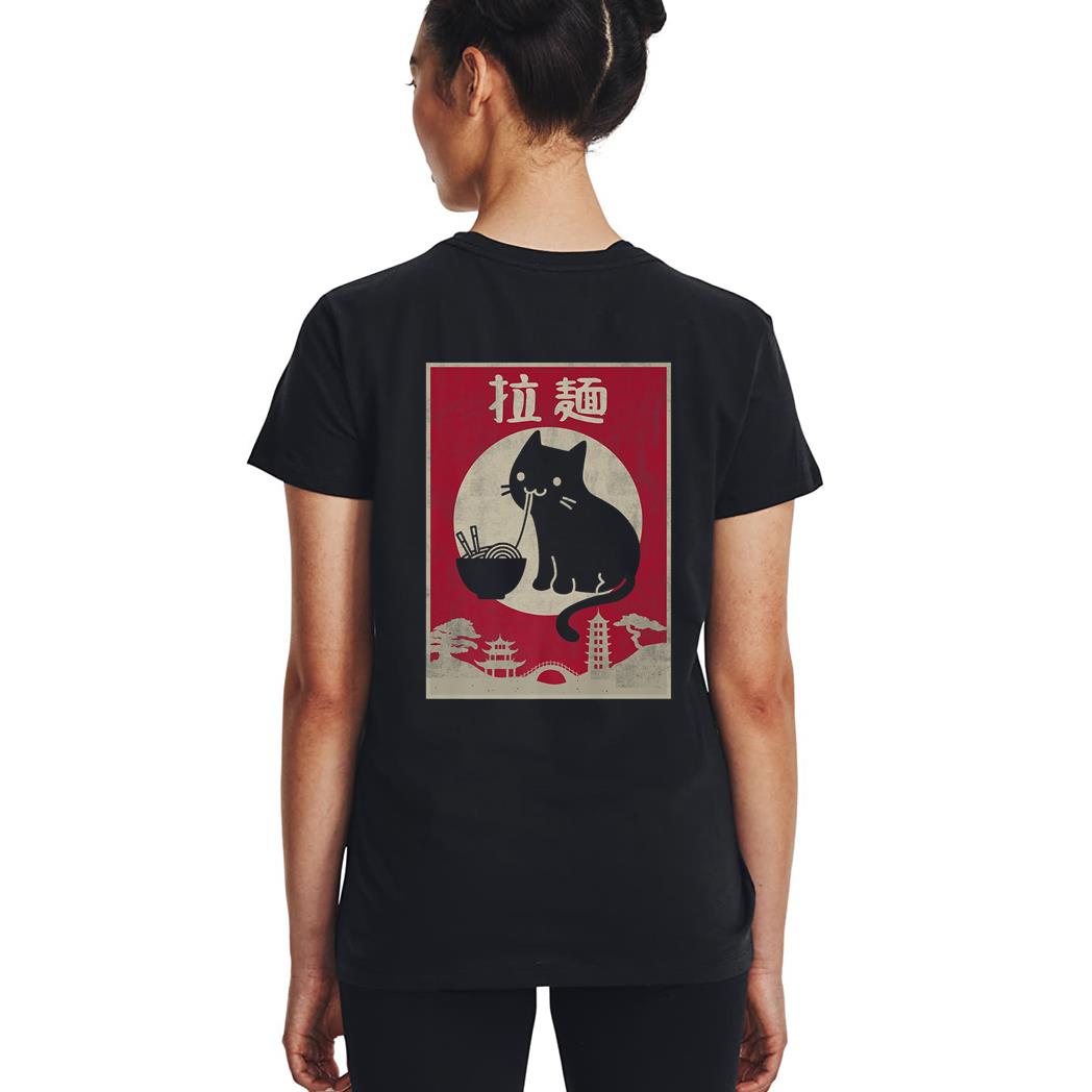 Kawaii Cat Ramen Vintage Anime Japanese Food Girls Boys Teen Premium Woman T-Shirt