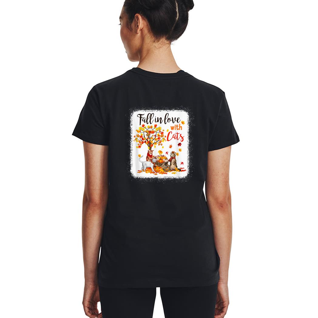 Maple Cat Leaf Fall Hello Autumn Bicycle Woman T-Shirt