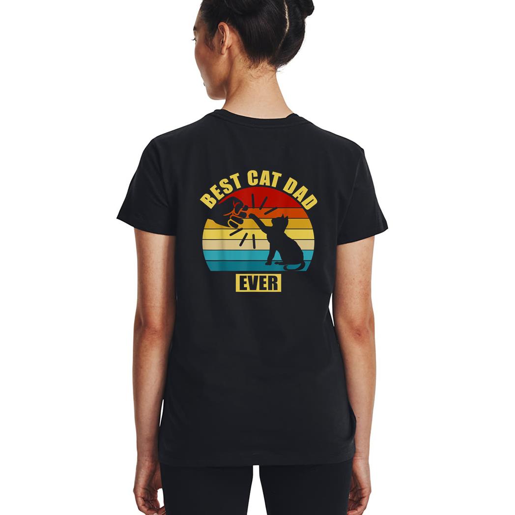 Mens Retro Vintage Best Cat Dad Ever Fist Bump Woman T-Shirt