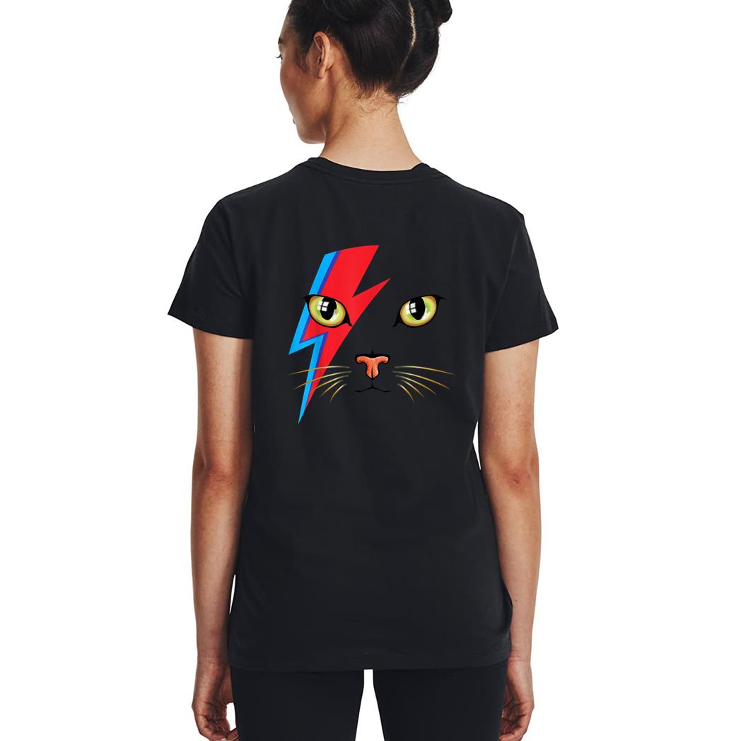 Meowie Bowie Cat Retro Kitty Cat Funny Glam Rock Music Woman T-Shirt