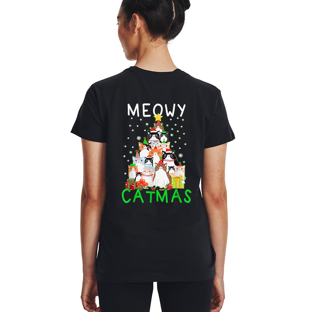 Meowy Catmas Cat Christmas Tree Xmas Woman T-Shirt