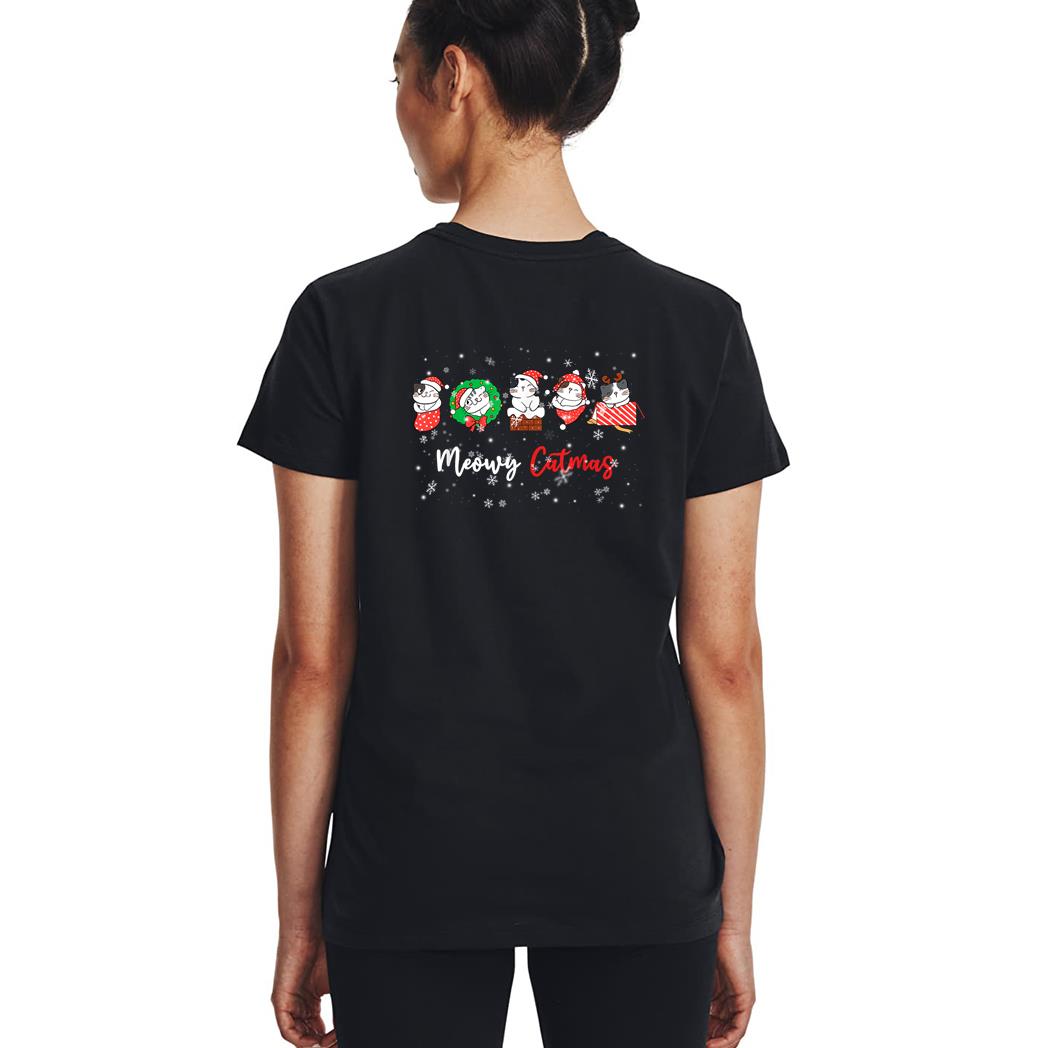 Meowy Catmas Funny Christmas Cat Kitten Lover Kids Mom Dad Woman T-Shirt