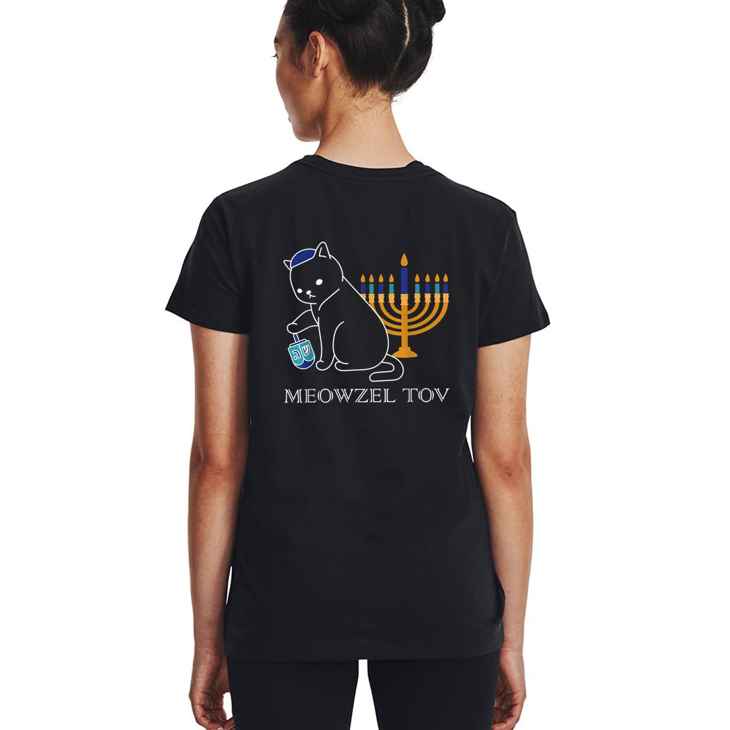 Meowzel Tov  Cute Cat Mazel Tov Menorah Funny Hanukkah Woman T-Shirt