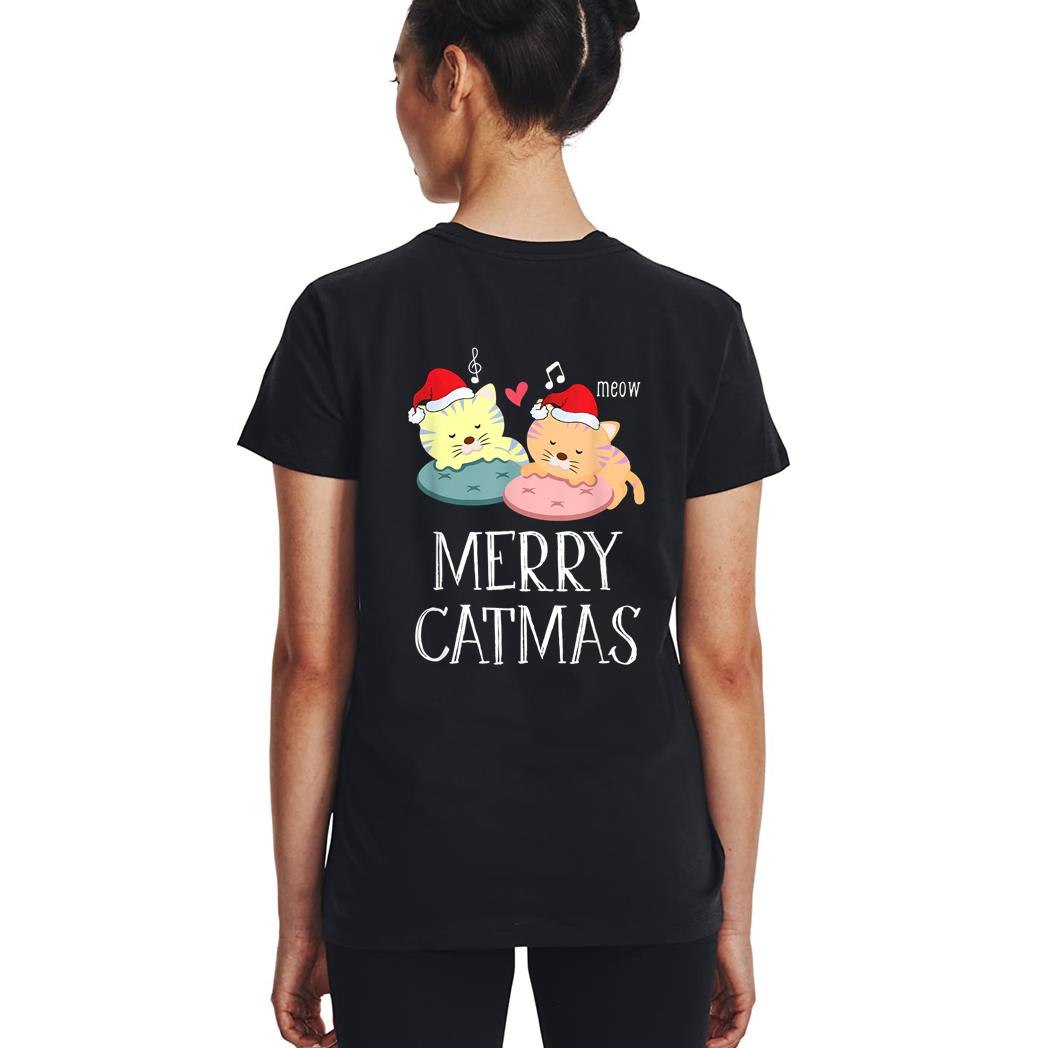 Merry Catmas Pajama Christmas Lights Funny Holiday Cat Mom Woman T-Shirt