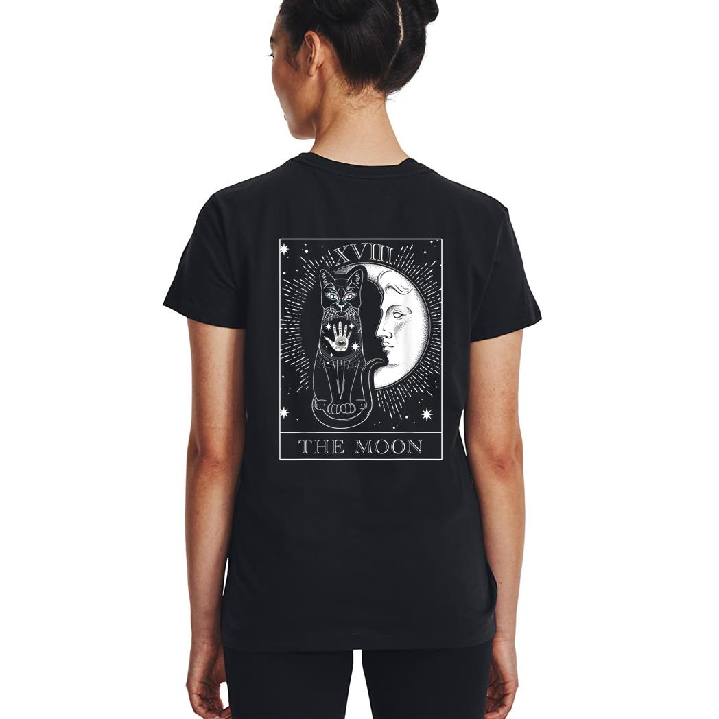 Moon Tarot Card and Cat Occult Graphic Woman T-Shirt