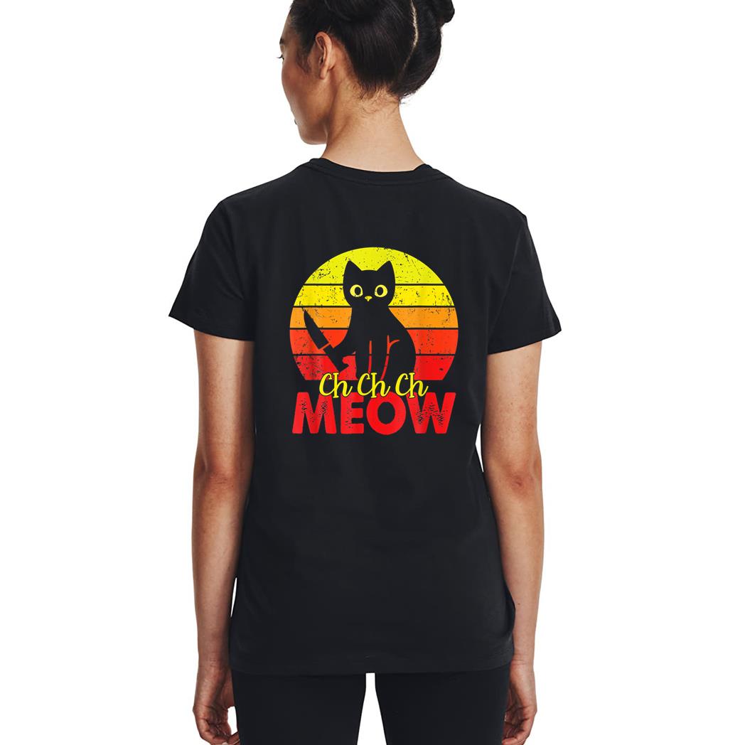 Murderous Black Cat With Knife Funny Halloween Cat Lover Woman T-Shirt