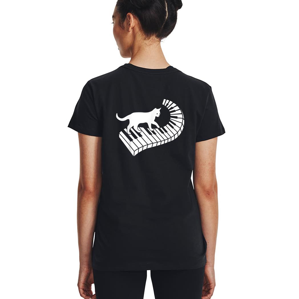 Piano Cat Funny Piano Player Musician Keyboard Pianist Cat Woman T-Shirt