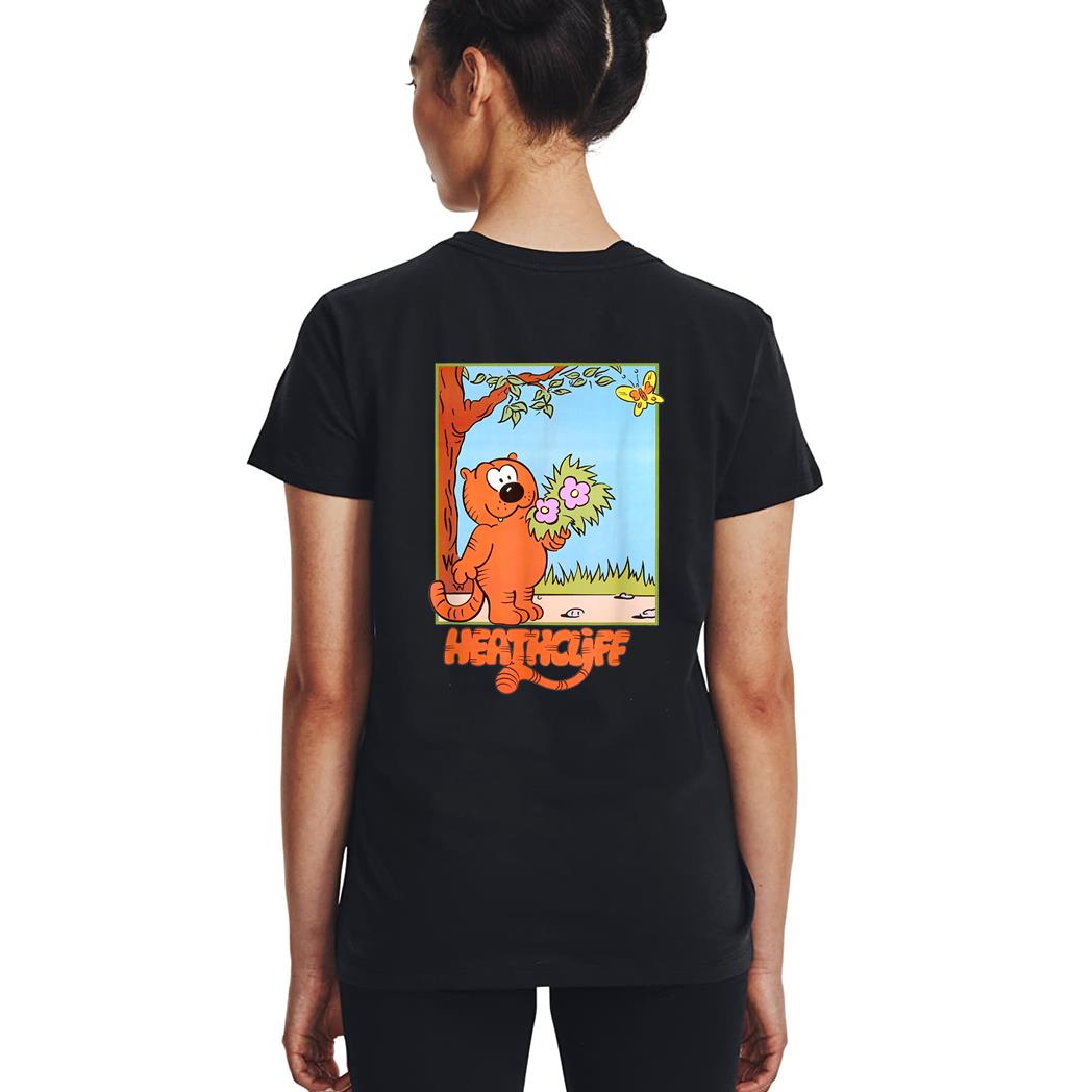 Picture The Orange Cat Holding Flowers So Cute Cartoon Arts Woman T-Shirt