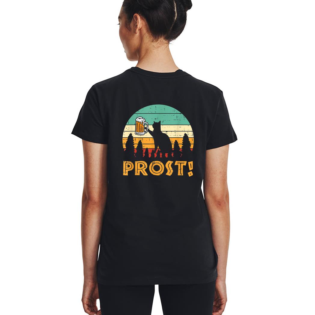 Prost Cat Silhouette Retro Bavarian Oktoberfest Woman T-Shirt