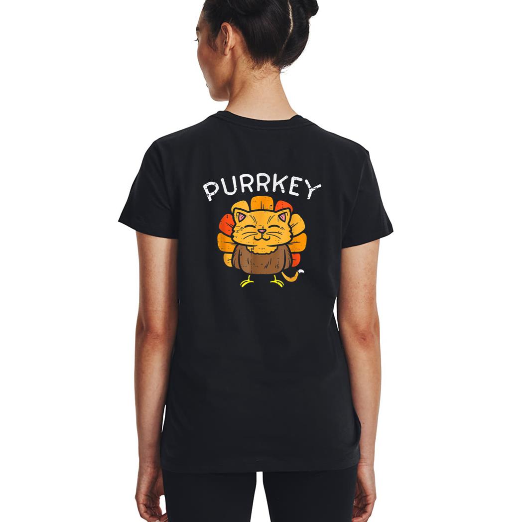 Purrkey Turkey Cat Kitten Funny Thanksgiving Cat Owner Lover Woman T-Shirt