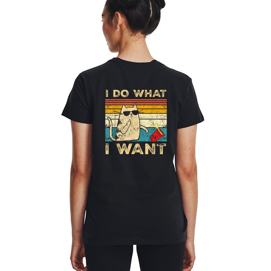 Retro 80s 90s Cat Lovers gifts Funny I Do What I Want Cat Woman T-Shirt