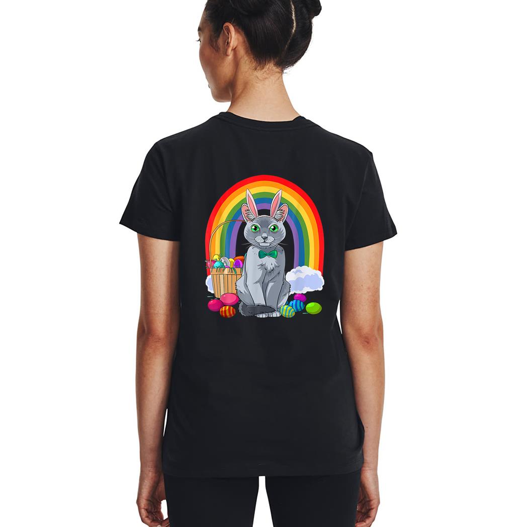 Russian Blue Cat Easter Eggs Bunny Woman T-Shirt