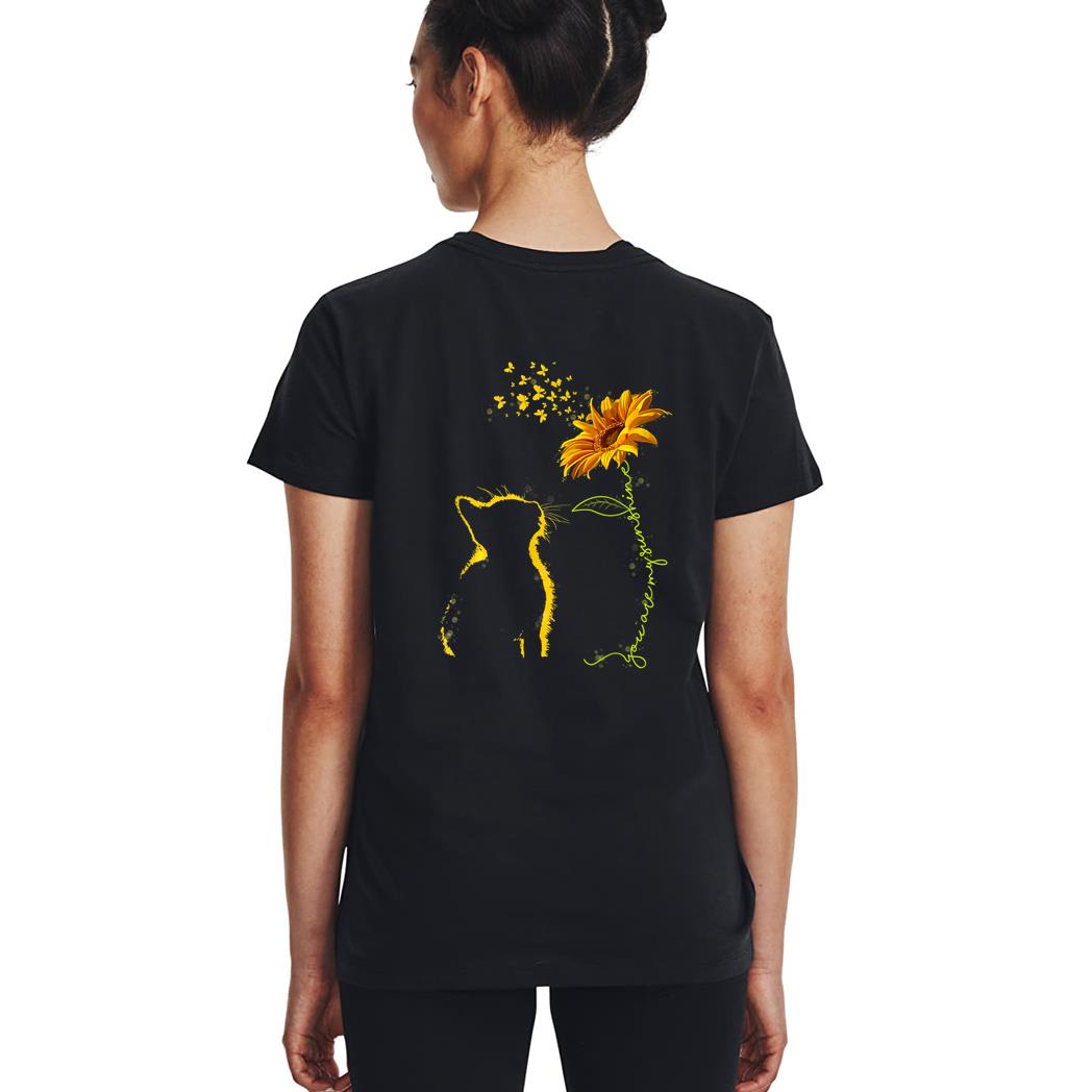Sitting Yellow Kitten Sunflower Fragrance Butterfly Woman T-Shirt