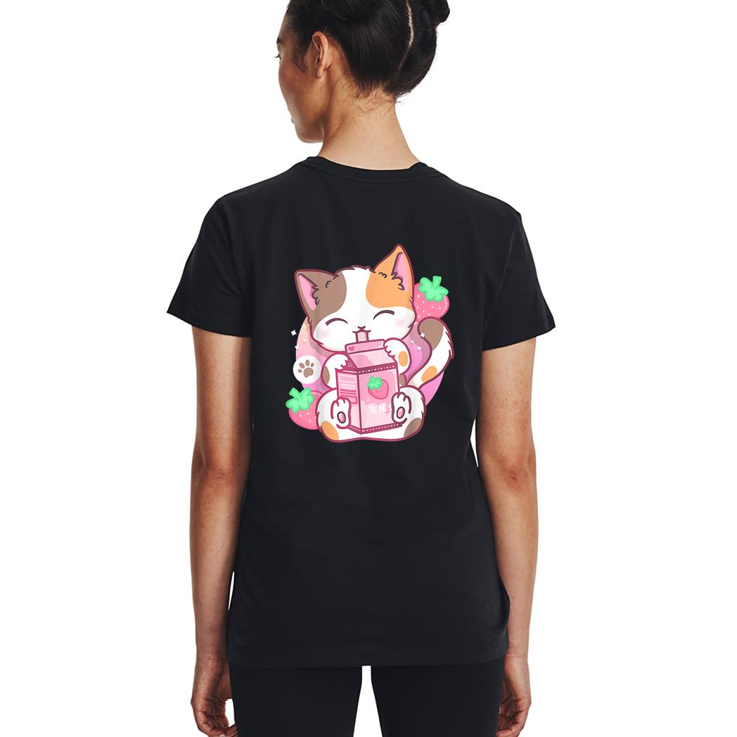 Strawberry Shake Strawberry Milk Cat Kawaii Neko Anime Girls Woman T-Shirt