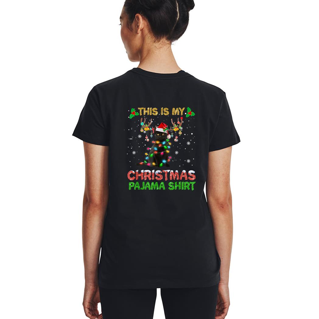This Is My Christmas Pajama Shirt Black Cat Lover Christmas Woman T-Shirt