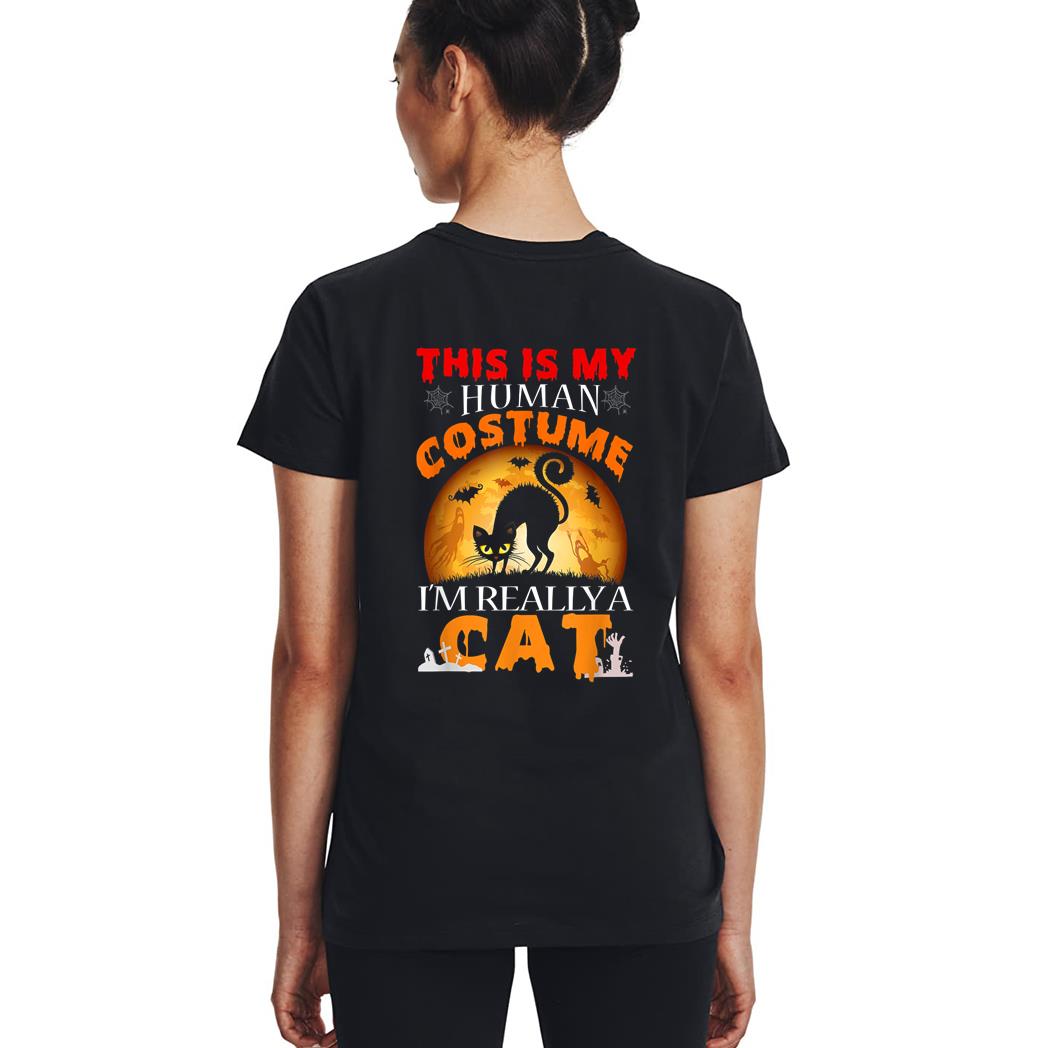 This Is My Human Costume I'm Really A Cat Pumkin Halloween Woman T-Shirt