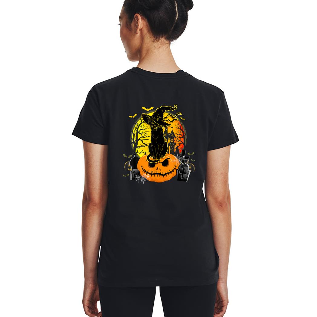 Vintage Black Cat Witch Scary Halloween Costume Kids Boys Woman T-Shirt